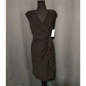 American Living Black Sleeveless Dress Stretchy Side Ruched Ruffle Size 10 NWT